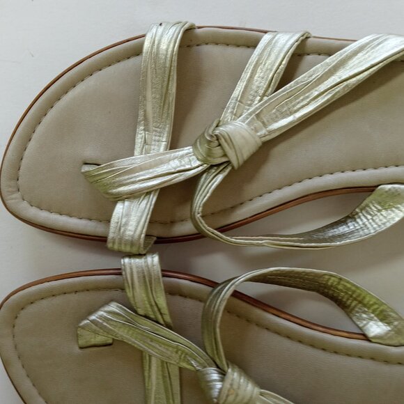 Made In Italy Gold Twist Slip On Sandals Women's Size 10 Euro 41 - Picture 5 of 10